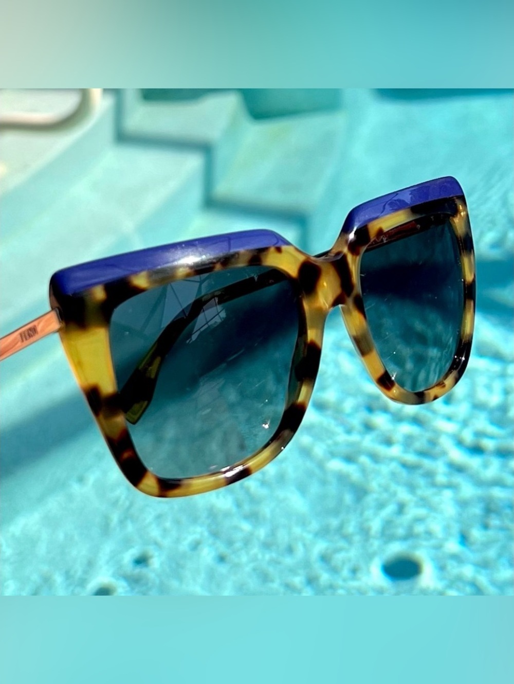 FENDI 53 mm tortoise blue sunglasses